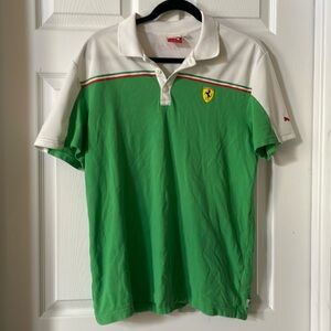 Ferrari Puma polo size large, green and white good used condition